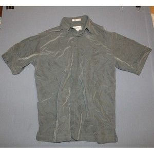 Alfani Mens suede feel Casual Button Down Short Sleeve Shirt olive green small